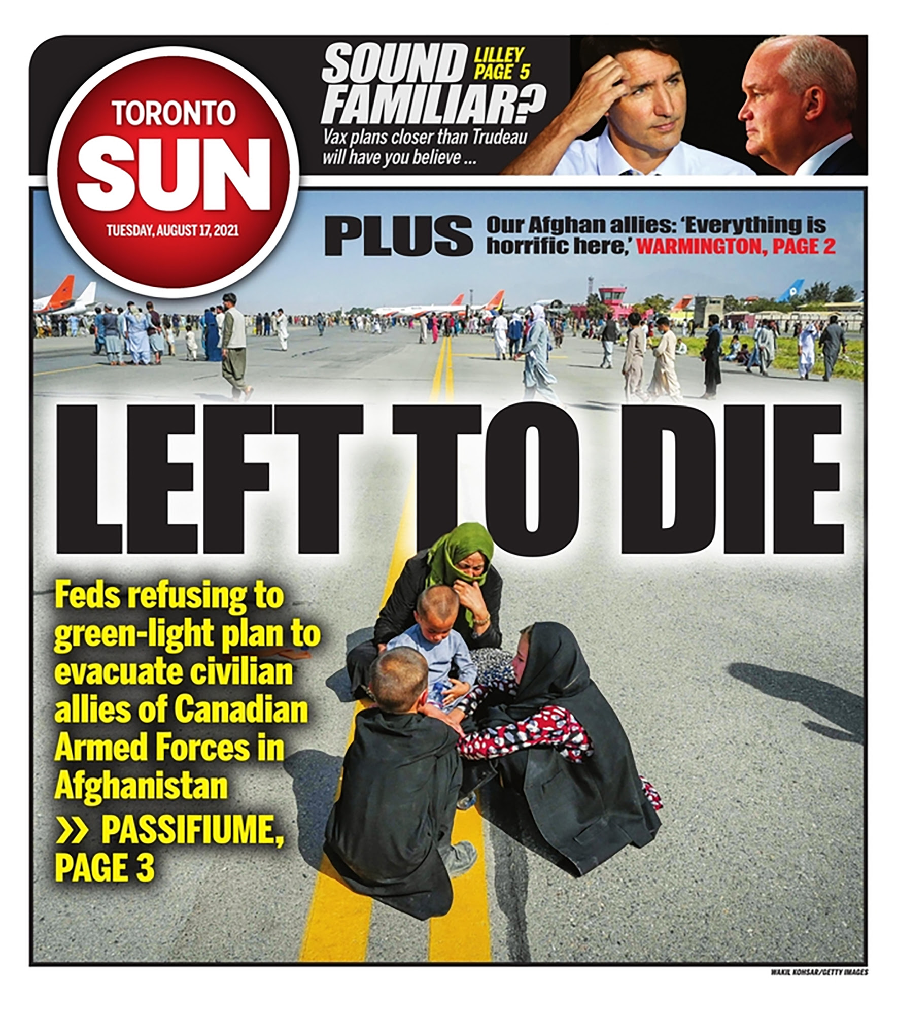 Toronto Sun front page Afghanistan