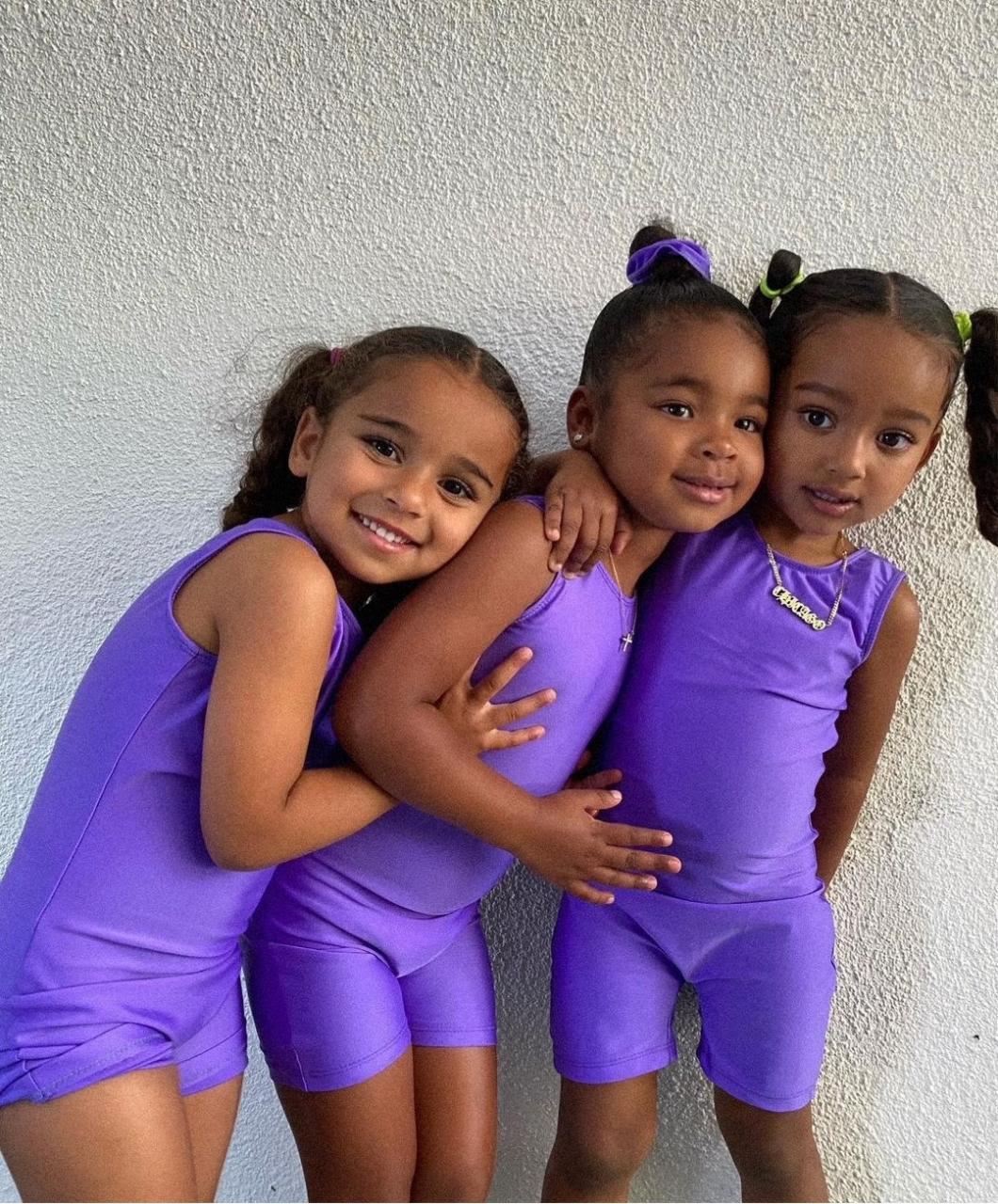 Khloe Kardashian shares adorable photos of her daughter True with cousins Dream and Chicago in matching purple leotards