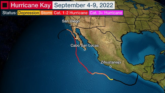 track history of Hurricane Kay.