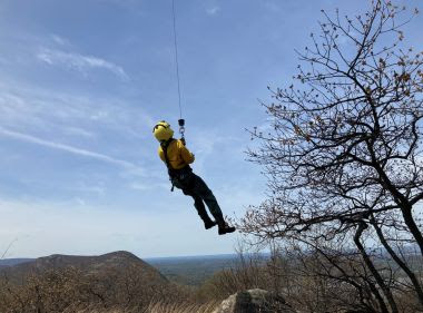 Ranger being hoisted during training 