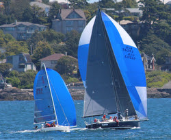 J/80 and J/145 sailing fast off Vancouver Island in Van Isle 360 race
