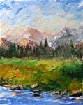 Mountain River Impressionist Palette Knife Painting by Artist Mark Webster - Posted on Saturday, April 4, 2015 by Mark Webster
