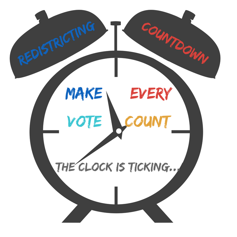 Graphic of an alarm clock with text that says: Mave every vote count. The clock is ticking.