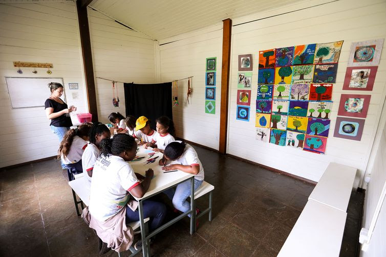 Brasília - Alunos da rede pública de ensino do Distrito Federal participam de atividades de educação ambiental na Escola da Natureza(Marcelo Camargo/Agência Brasil)