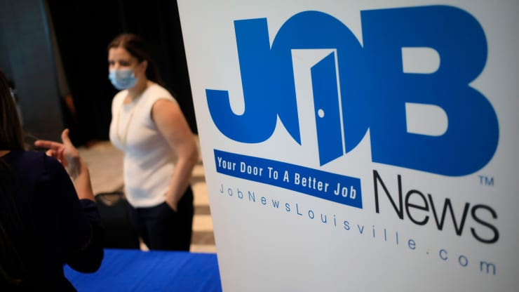 A sign at a career fair 