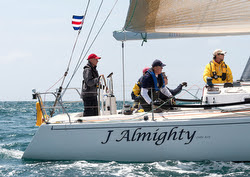 J/120 sailing start on Ensenada Race