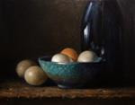 "Turquoise Crackled Raku Bowl and Eggs" - Posted on Wednesday, January 14, 2015 by Mary Ashley
