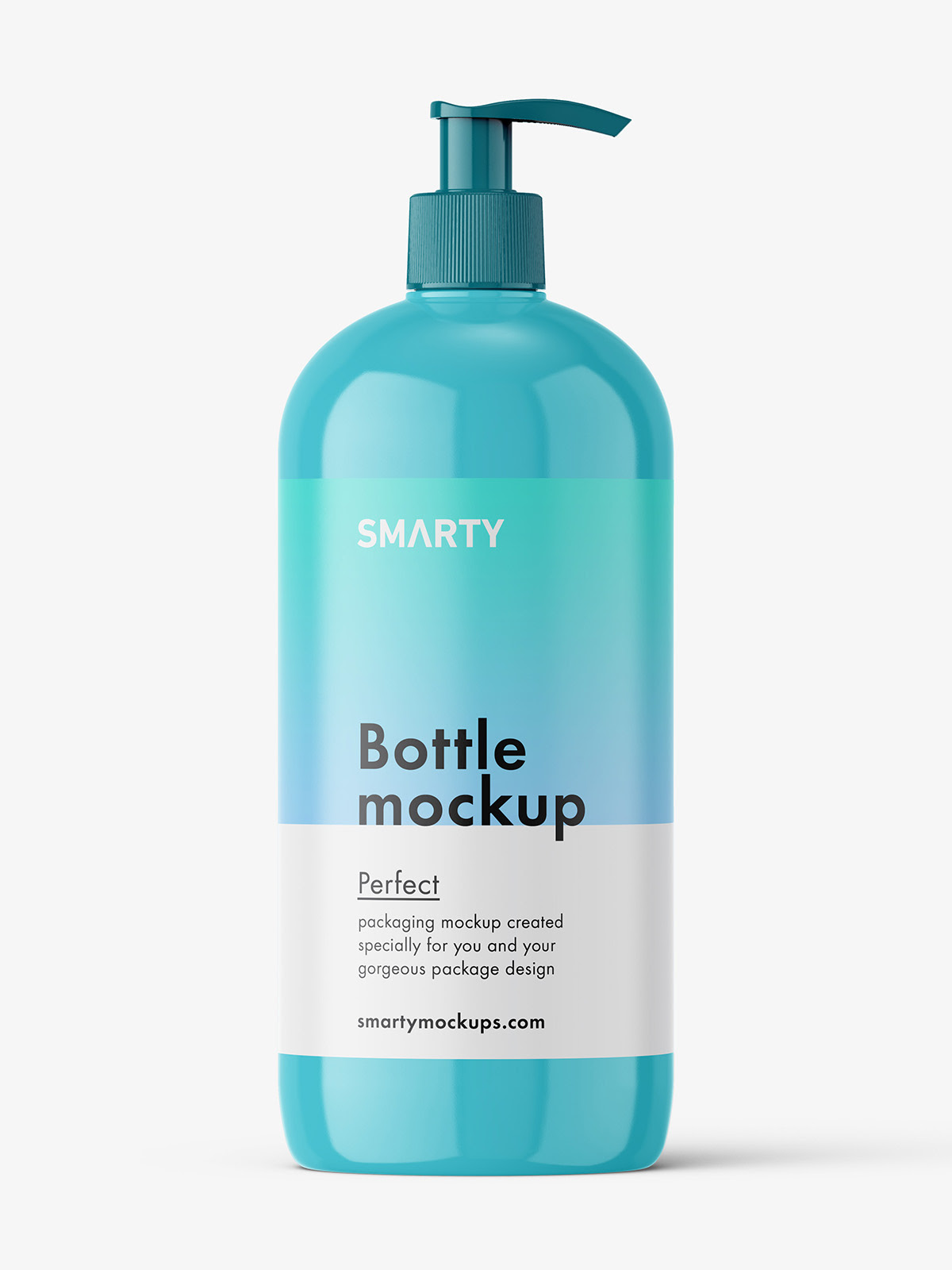 Cosmetic bottle with pump dispenser mockup / glossy Smarty Mockups
