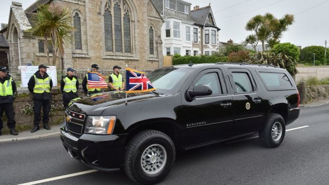 biden in an SUV