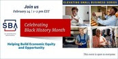 Photo of four people with the following text, Celebrating Black History Month on February 24 at 1 pm EST