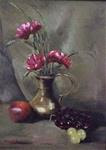 Carnations in brass vase - Posted on Friday, December 19, 2014 by Charlotte Lough