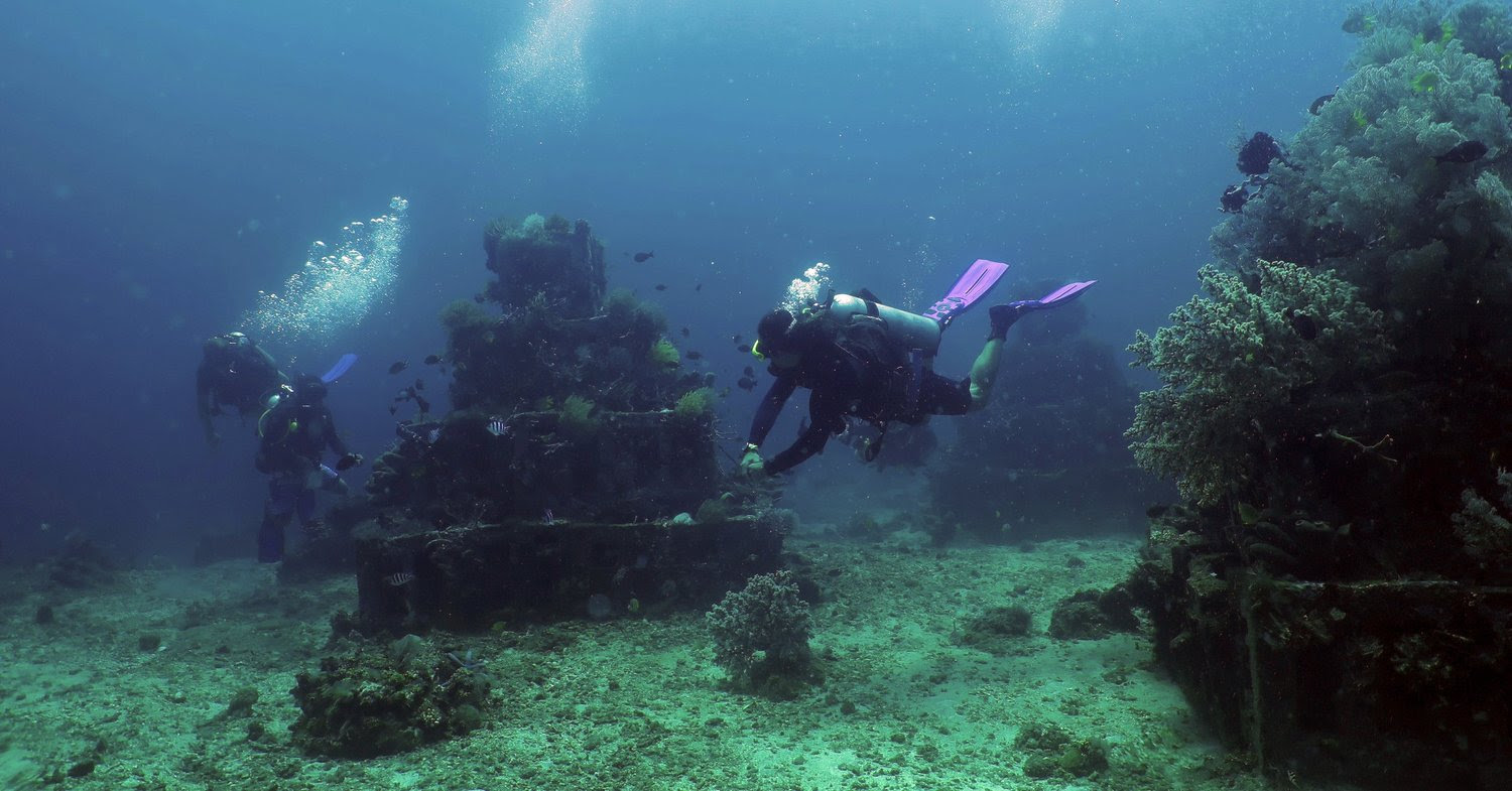 Diving at the “Pyramids” in Bali.