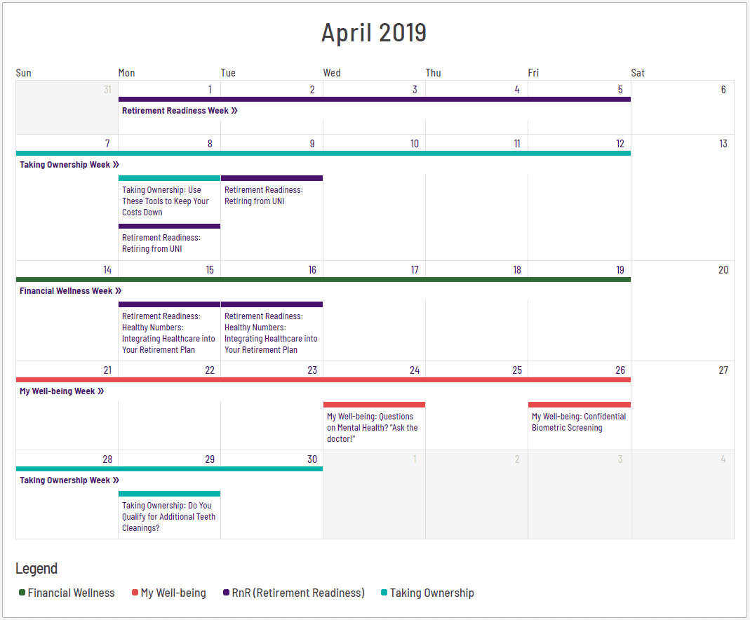 April 2019 Calendar