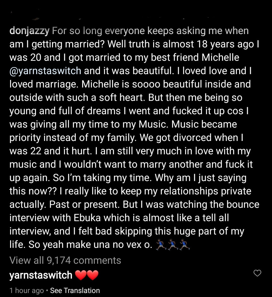   Don Jazzy reveals he was married at age 20 to model, Michelle Jackson, and explains why it ended in divorce