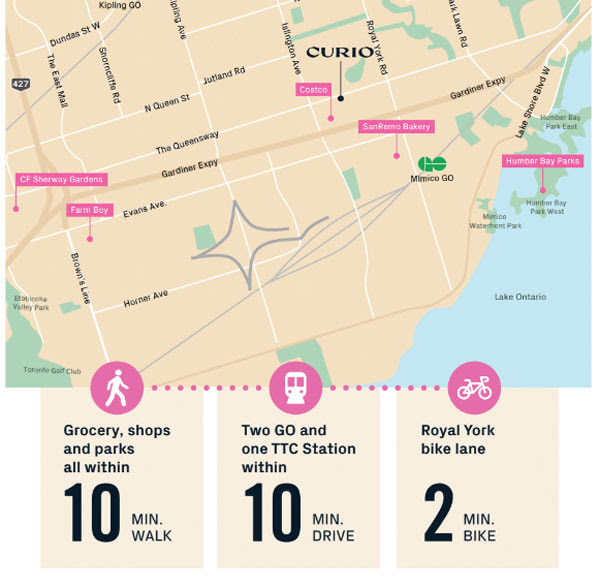 Curio Condos Map in Etobicoke