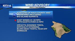 Sunday Morning Weather - Strong Trade Winds, Scattered Showers for Windward and Mauka Areas