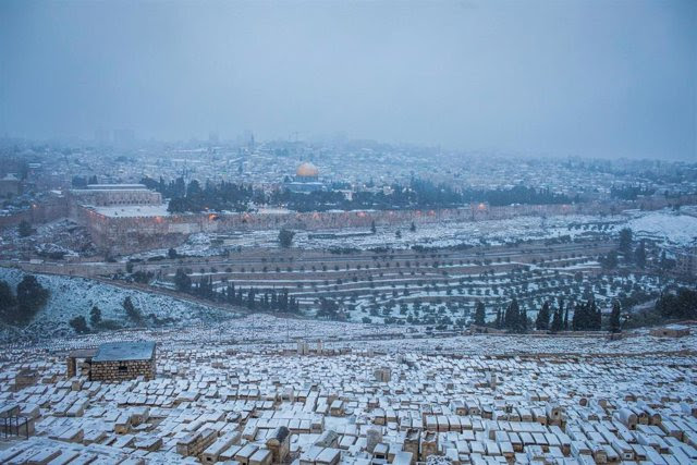 La Tierra tuvo su febrero más frío en el registro desde 2014 Nevada en Jerusalén en febrero de 2021