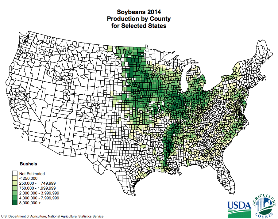 Image result for us soybean production map