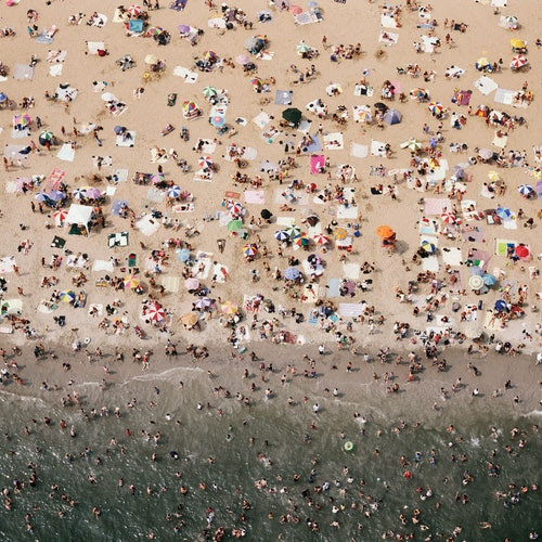Aerial view of the beach at Coney Island