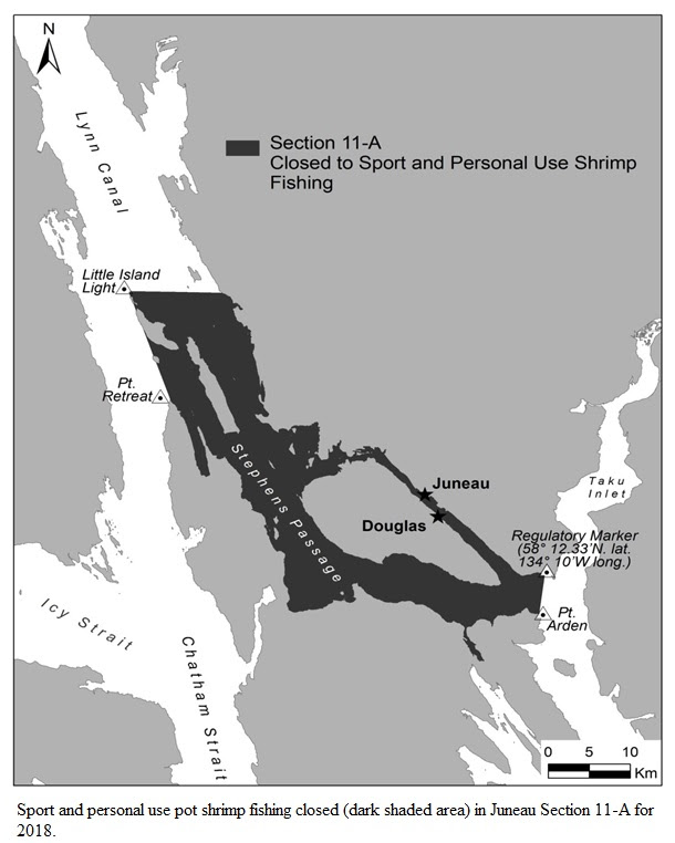 JUNEAU AREA SECTION 11-A REMAINS CLOSED TO SPORT AND PERSONAL USE POT SHRIMP FISHING IN 2018