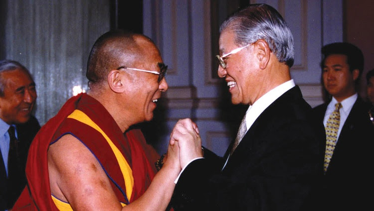 Dalai Lama with then Taiwanese President Lee Teng-hui during his first visit to Taiwan in March of 1997 (Photo- OHHDL)