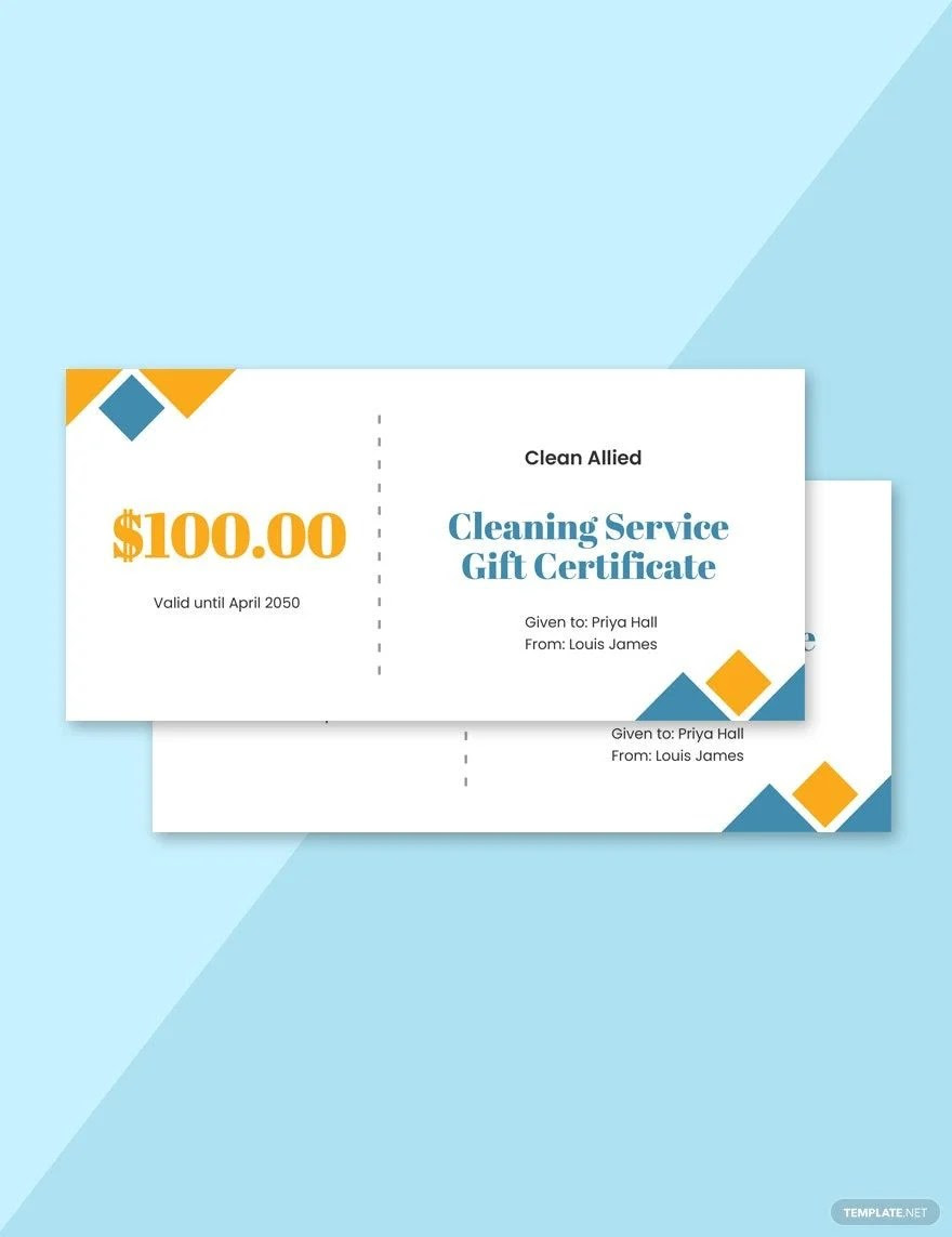 Cleaning Services Gift Certificates Templates Word Design, Free