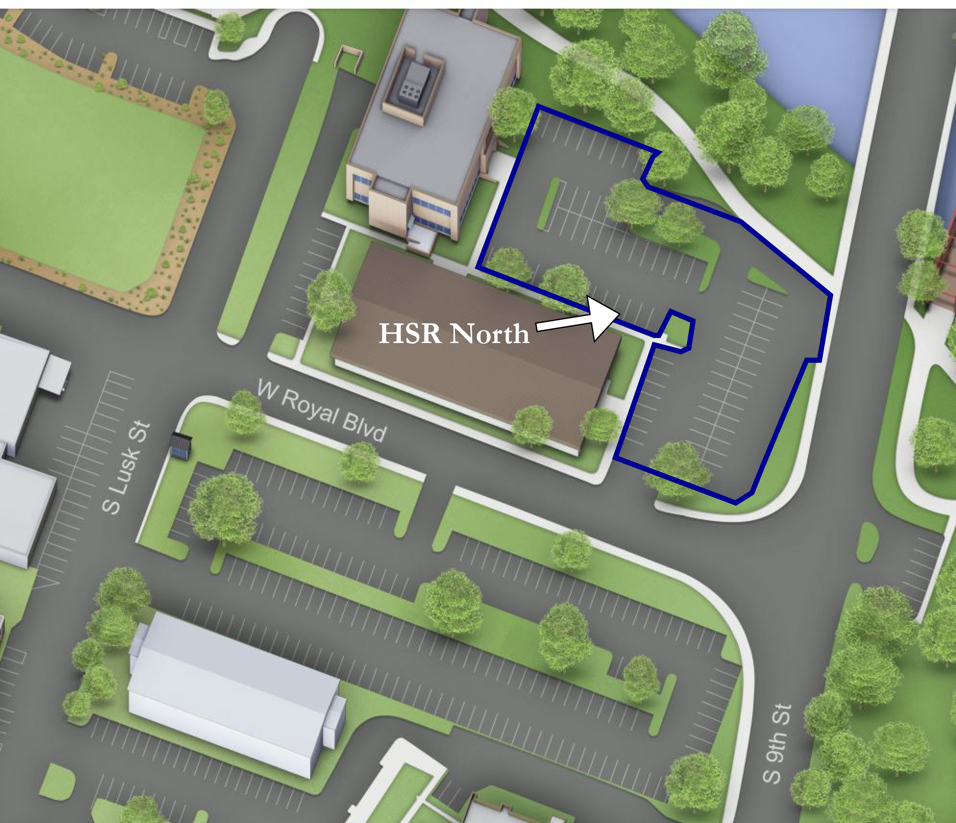 Map of the location of Health Sciences Riverside, North
