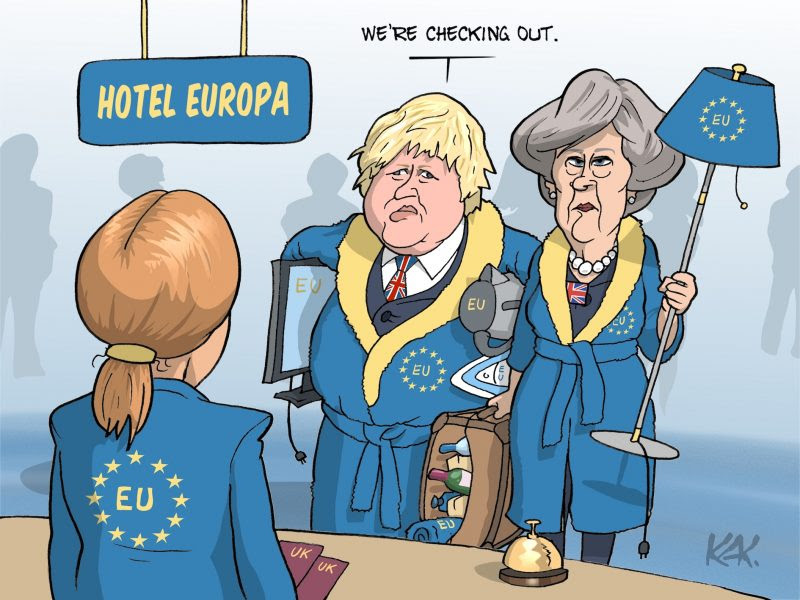 Cartoon showing Boris stealing from the EU