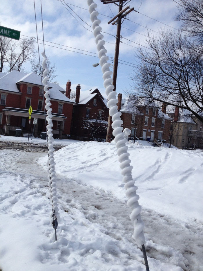 The Snow                                                           Melted And                                                           Slid Down The                                                           Wire In A                                                           Spiral Form