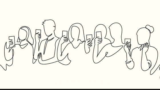 Graphic of people on their phones.