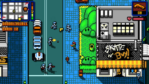 The Retro City Rampage game reimagines the open-world crime genre of the ’80s. (Photo: Business Wire ...