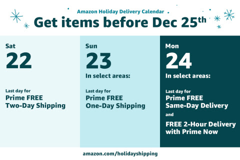 Amazon holiday delivery calendar (Graphic: Business Wire)