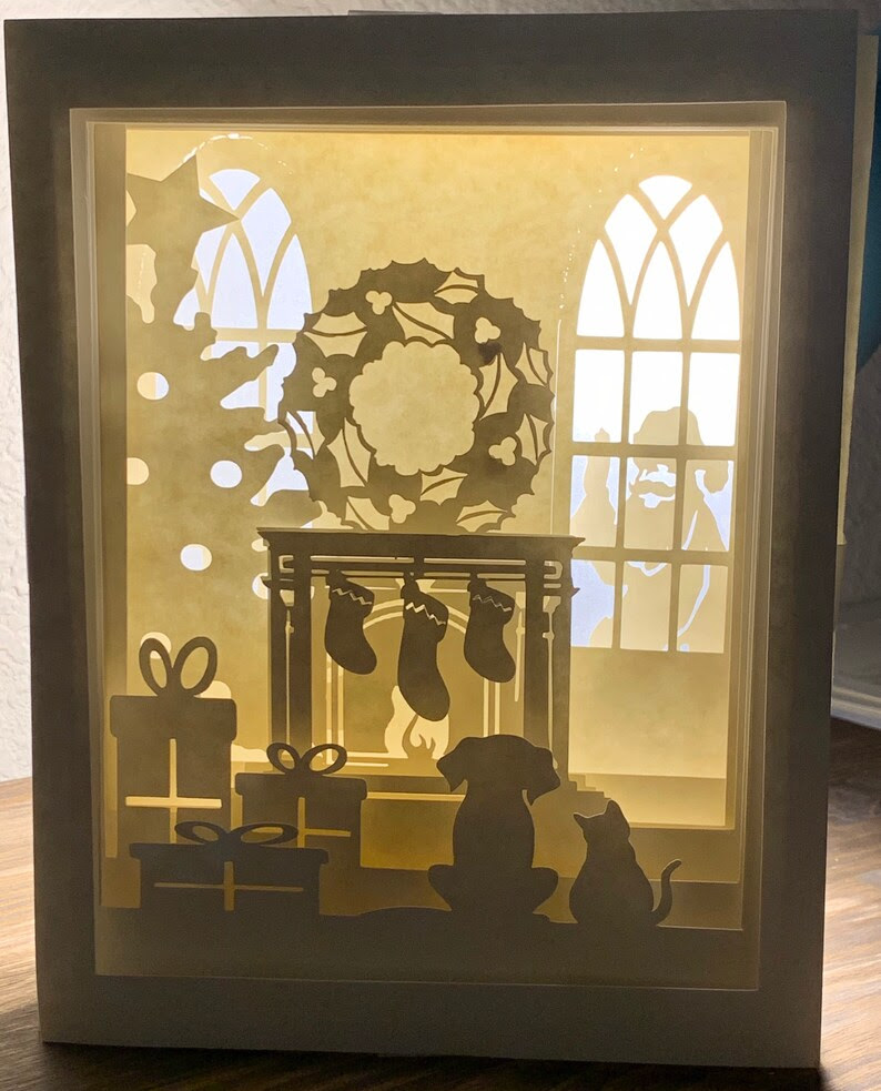Santa at the window Christmas 3D layered paper cut template Etsy