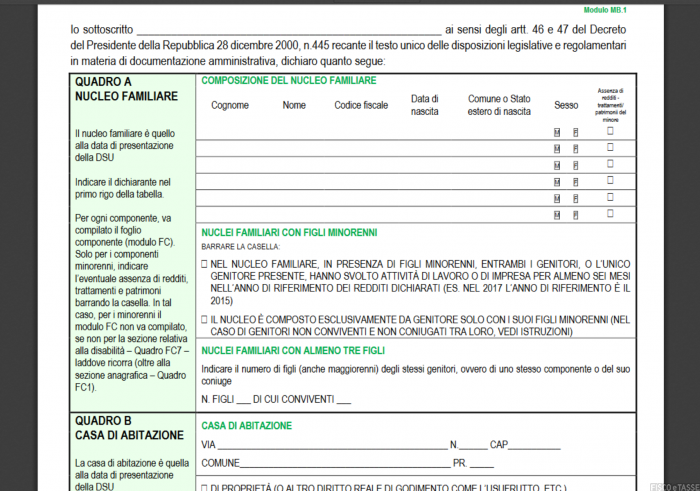 modello isee