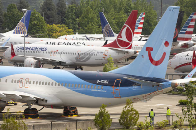 GP: Boeing 737 Max Planes Sit Parked At Boeing Field In Seattle, Washington