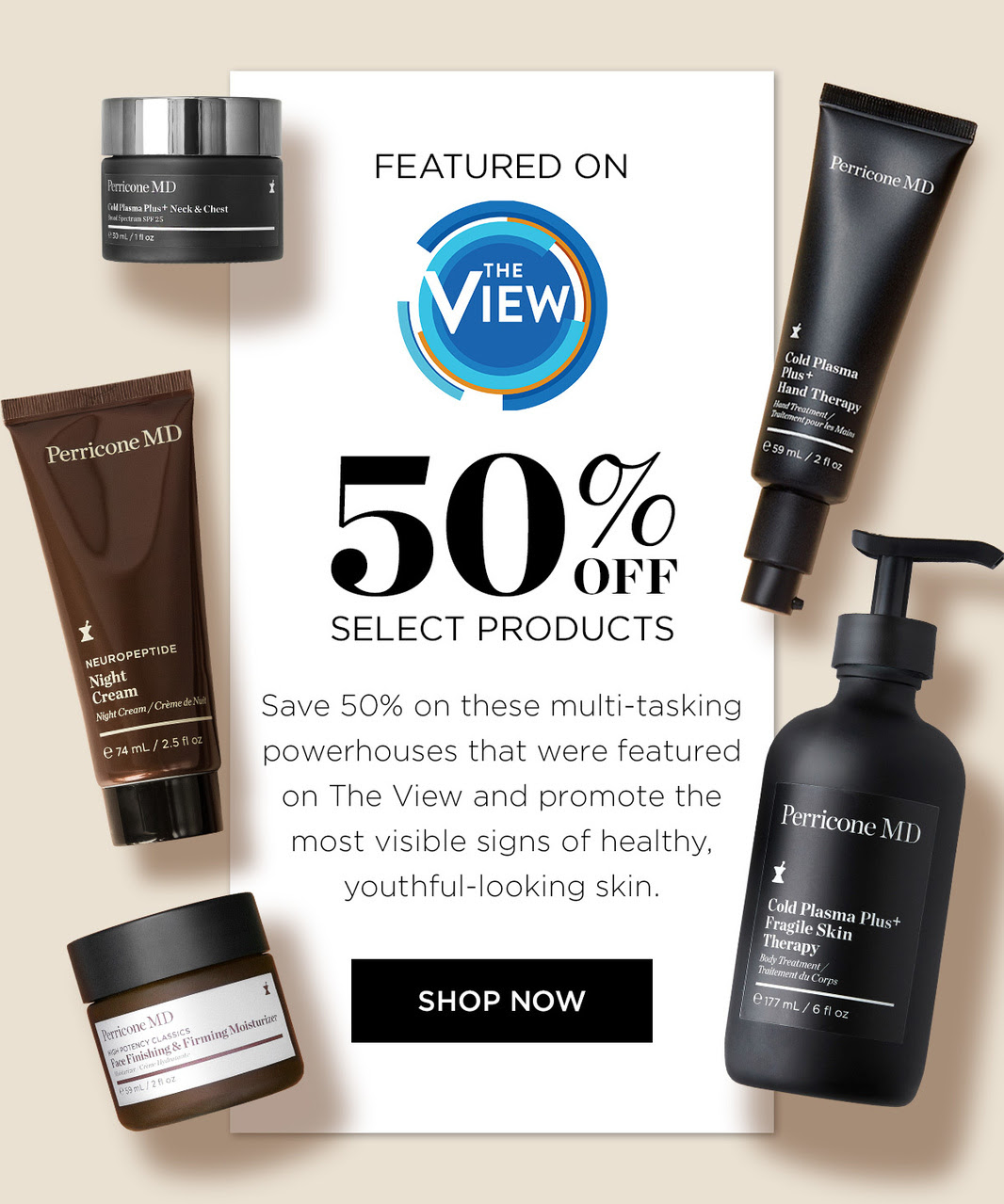 50% OFF SELECT PRODUCTS.