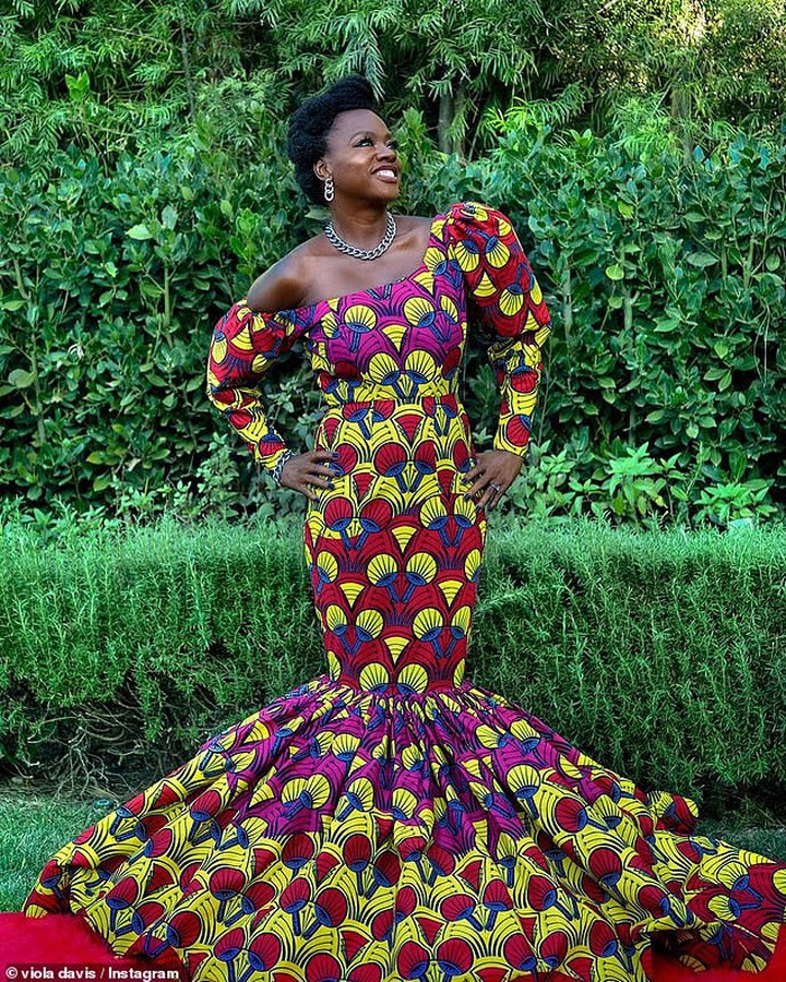 Actress Viola Davis makes a statement in stunning African print dress at 2021 Golden Globes (Photos)