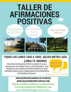Taller de Afirmaciones Positivas al aire libre Asociación Buscadores de Plenitud