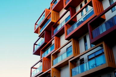 The side of a high rise apartment building.