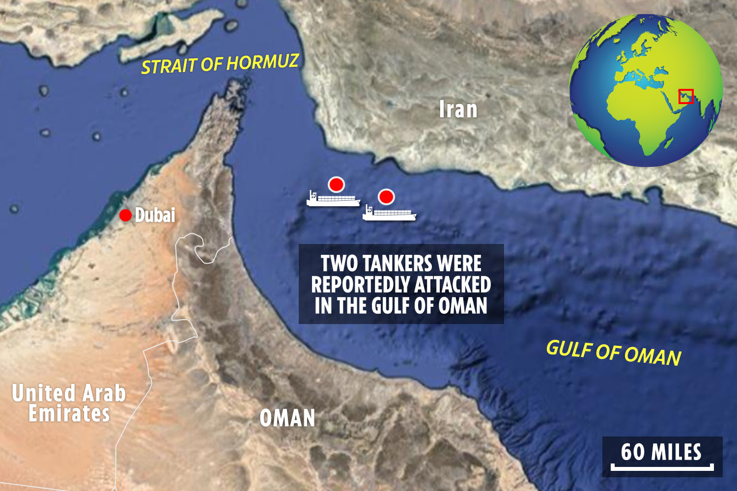 The incident reportedly happened in the Gulf of Oman this morning