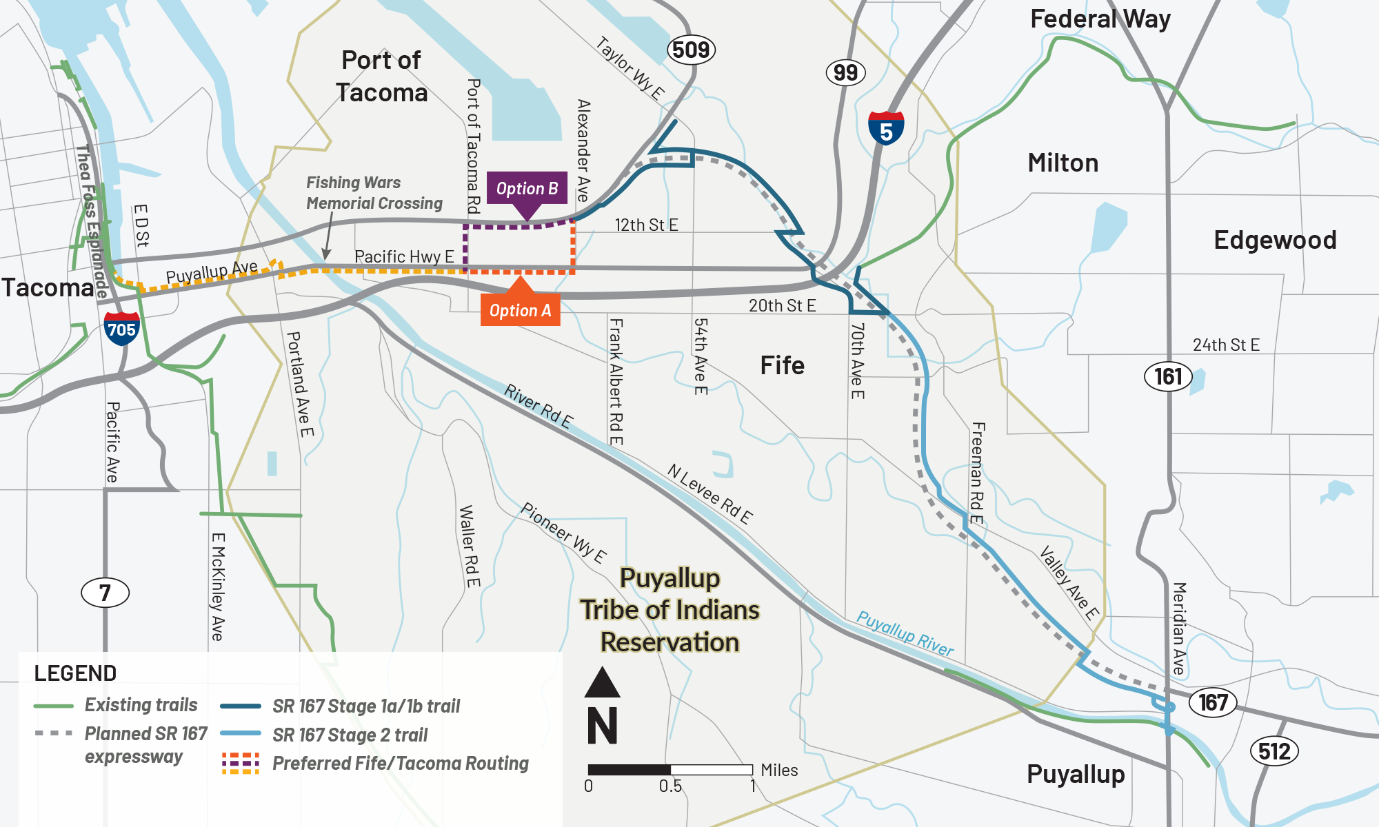 Tacoma to Puyallup Regional Trail Map
