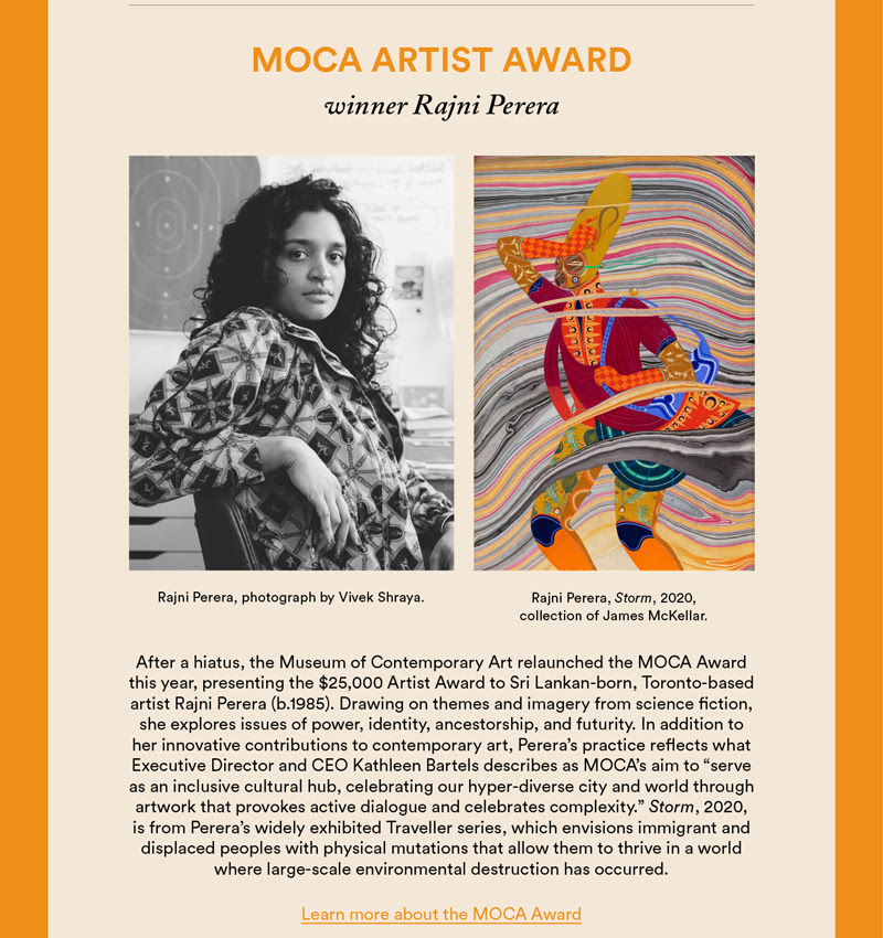 Image of artist Rajni Perera and her work Storm. Link to learn more about her award.
