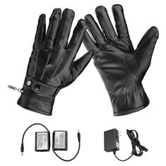 Leather Electric Heated Gloves Touch Screen Rechargeable