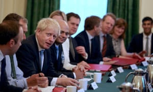 Boris Johnson holds his first cabinet meeting in Downing Street, 25 July 2019
