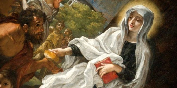 Sept jours avec sainte Françoise Romaine!! Web-baciccio-saint_francesca_romana_giving_alms