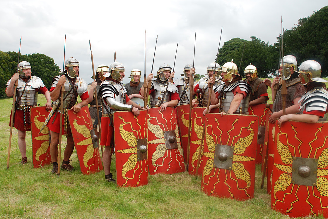 A group of  roman soldier re-enactors. 
