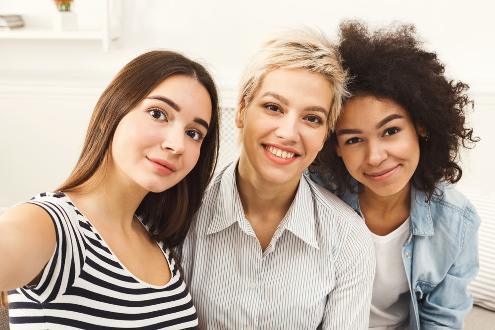 group of three diverse women