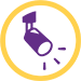Partner spot light icon: purple spotlight in yellow circle