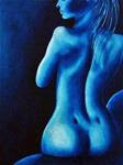 Reluctant - Blue Nude Oil Painting by k Madison Moore - Posted on Monday, December 15, 2014 by K. Madison Moore