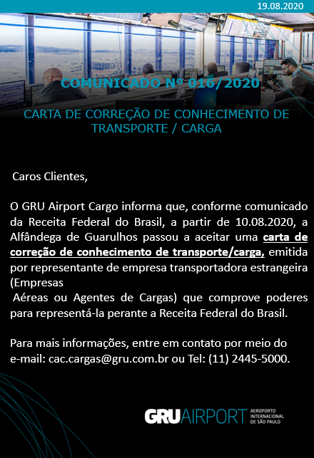 Comunicado GRU AIRPORT nº 016 2020 - carta correçã